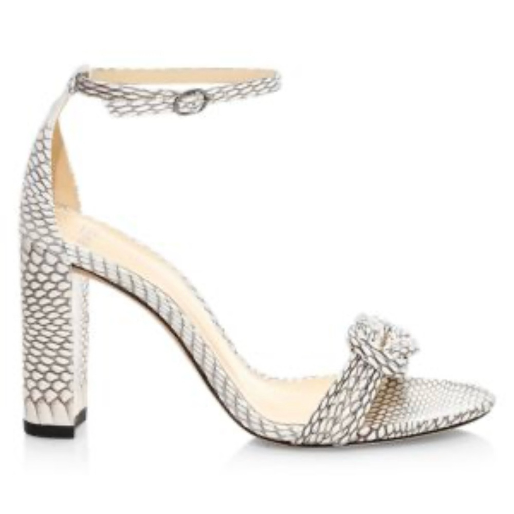 Alexandre Birman Cream and Black Snakeskin Heels